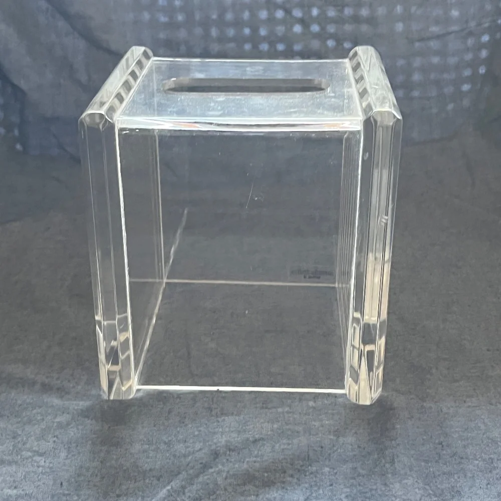 MidCentury Modern ARONIE LUCITE Clear Acrylic Tissue Box Holder Cover MCM Vintag